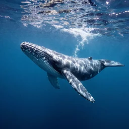 “beautiful underwater refracted light rays whale ”