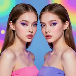 young beautiful women, siamese twins, gorgeous face, vaporwave aesthetic, synthwave, colorful, psychedelic, artstation, flowers, bees, full - body, gown, smooth, extremely sharp detail, finely tuned detail, 8 k, unreal engine 5, ultra sharp focus, illustration, art by artgerm and greg rutkowski and alphonse mucha