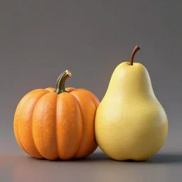 cute pumpkin and cute pear in love, digital art