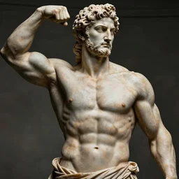 richard stallman as a bodybuilder with ripped abs, photo realistic, 4k, greek statue body, god, detail
