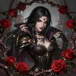 beautiful necromancer surrounded by thorns and roses, attarctive face, anime key visual, highly detailed, sharp focus, concept art, league of legends, style by shumolly and monable and artgerm and greg rutkowski and zeronis and pilyeon and ruan jia