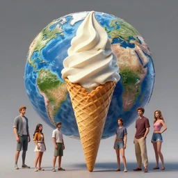 The largets ice cream cone in the world, concept art by Noah Bradley, Darek Zabrocki, Tyler edlin, Jordan Grimmer, Neil Blevins, James Paick, Natasha Tan, highly detailed, ultra detailed, ultra realistic, trending on artstation