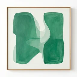 abstract line artwork in the style of ronan bouroullec, green, minimalist painting, mid century modern