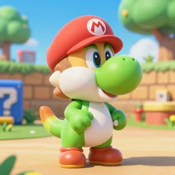 cat as yoshi, nintendo, photo, 4 k, mario 3 d world, realistic