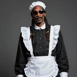 Snoop Dogg in a maids outfit hyperdetailed, artstation, cgsociety, 8k