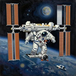 international space station by jeffrey smith, cubism, oil on canvas, trending art station, masterpiece