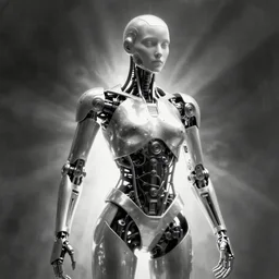 cybernetic exoskeleton of human, monochrome