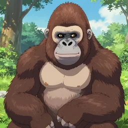 smiling gorilla in kentaro miura art style