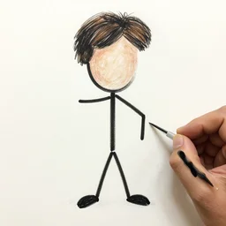 Bob Ross drawing a stickman