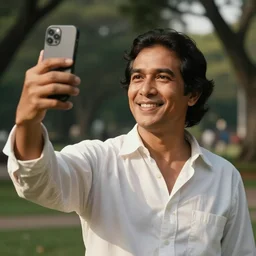 jose rizal taking a selfie at rizal park, realistic,
