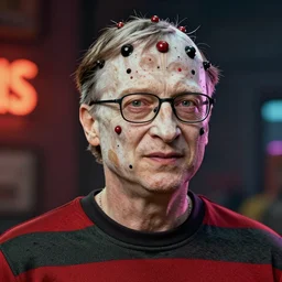 bill gates as freddy krueger, realistic artstyle, trending on artstation, macro, intricate, vibrant, digital art, full portrait, hd, cinematic, ultra detailed, illustration, concept art, cinematic background, unreal engine 5, 8 k, 4 k