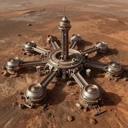 A super detailed Mars colony, aerial shot, mood lighting, Behance, digital art in the style of Oblivion movie, trending on Artstation, by Vincent Di Fate
