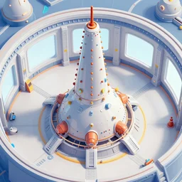 ussr soviet nuclear reactor hall with open reactor. top view. clean and simple retrofuture cyber interior. environment for 3 d game, bright and color design. detailed fantasy science fiction illustration. trending on artstation. simple, crisp and clean. unreal engine