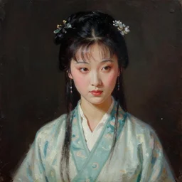ancient chinese beauty, lin daiyu in a dream of red mansions, cyberpunk, oil painting, darkness, paint texture, digital painting, highly detailed, artstation, sharp focus, illustration, concept art, ruan jia, charlie bowater, tom bagshaw, norman rockwell