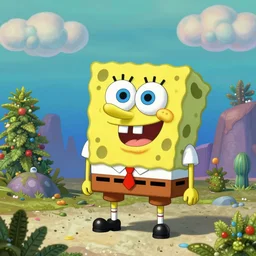 spongebob squarepants in an beautiful world with weed clouds, digital art, amazing detail, by Lulu Chen