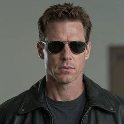 Live Action Still of Jerma in The Terminator, real life, hyperrealistic, ultra realistic, realistic, highly detailed, epic, HD quality, 8k resolution, body and headshot, film still