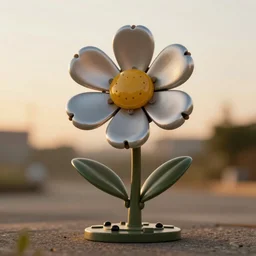 a robotic flower, 8 k, photorealistic, photograph, award winning, gloden hour, volumetric light