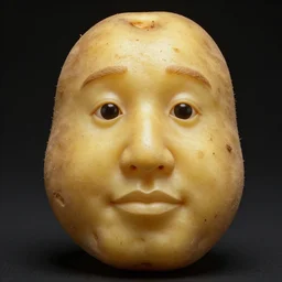 a potato with detailed human face shapes, hd
