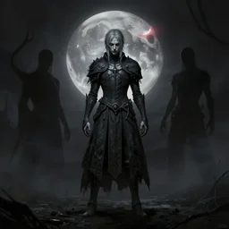 an ultra matte of teferi in bloodborne, concept art by art by john collier and albert aublet and krenz cushart, scary shadows, blood moon eclipse, octane render, liminal space