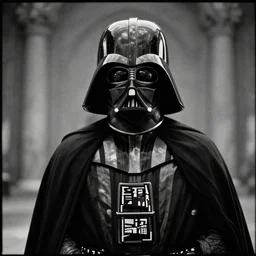 darth vader in a christian aesthetic, award - winning documentary photograph, cinestill 8 0 0 t 3 5 mm b & w, heavy grain, high quality, noir, natural textures, photorealistic, ambient occlusion, hd, ultra wide lens, anamorphic