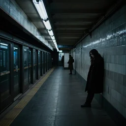 A creepy liminal subway station at night