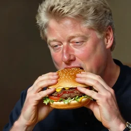 portrait of bill clinton biting a giant hamburger eating a big mac hamburger with extra ketchup and mustard lettuce and tomato, divine feminine ethereal light, highly detailed, lifelike, photorealistic, digital painting, artstation, illustration, smooth, sharp focus, art by collier, albert aublet, krenz cushart, artem demura, alphonse mucha