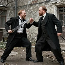 Vladimir Lenin fights with vampires, Blade film, trending on artstation