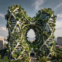 biophilic architecture, parametric utopian structures, hyper real, photographic, urban green