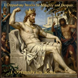 I am Ozymandias, King of Kings, look upon my Works Ye Mighty and Despair, in the style of George Frederick Watts, Mantegna, Gustave Moreau, oil on canvas, 1885, 4K resolution, aesthetic