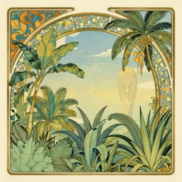 beautiful art nouveau of tropical plants