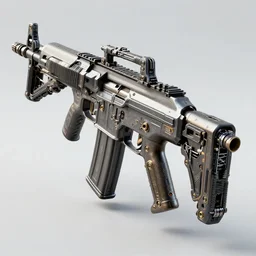 corner assault rifle, mechanical, very intricate, 4k, futuristic, very detailed, trending on ArtStation