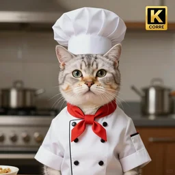 photo of a cat dressed with a chef suit and hat proudly posing for a portrait. extremely detailed. beautiful. 4 k. award - winning.
