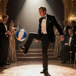 hannibal lecters at a ball, kicking a beach ball with their lingue knee by craig mullins