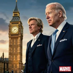 marvel comic of The Tenth Doctor standing next to Joe Biden looking at Big Ben