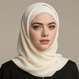 A portrait of Emma Stone wearing Hijab, high quality, fully detailed, 4k