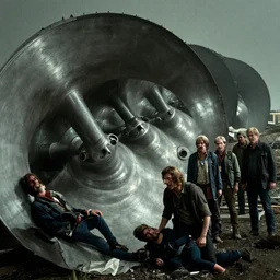 movie still of lifeless excavation turbines dutch angled by alberto bontempi, shigeru komatsuzaki, wayne d barlowe, alex ross, enric torres, simon bisley & boris vallejo, alex ross, enric torres, hyper realism, cinematical, narrative light, muted colors, epic, hyper detailed, awe inspiring, award winning horror, narrative lighting, hyper