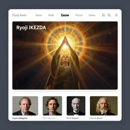GUI for a program that shows you proof for the existence of God, app design, web design, screenshot, by Ryoji Ikeda, Nam June Paik, Ingmar Bergman, Rene Magritte, Francis Bacon