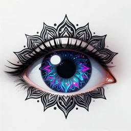 cyberpunk neon colored blackhole mandala eye art