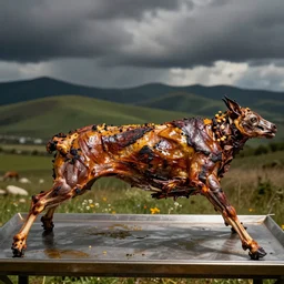 roast lamb rotisserie photorealistic