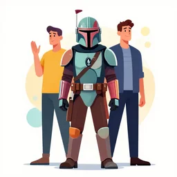 ( ( dither ) ), editorial illustration mandolorian, colorful modern, mads berg, karolis strautniekas, ( ( christopher balaskas ) ), fine texture, dynamic pose, detailed, matte print, muted color, lomography, dramatic lighting, ( ( risograph ) ), cosmic, fog
