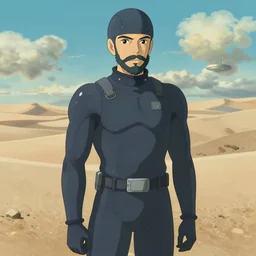 dune still, scientist, middle age, beard and mustache, slim, cap, water suit, male, portrait shinkai makoto studio ghibli studio key hideaki anno sakimichan stanley artgerm lau rossdraws james jean marc simonetti elegant highly detailed digital painting artstation pixiv