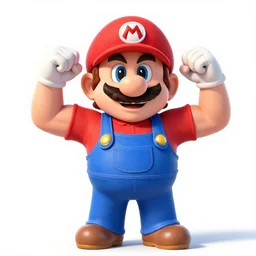 super Mario with his red cap on flexing bodybuilder muscles Mr universe digital art