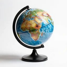 mosaic globe on stand, commercial catalog photo, isolated on a pure white background, centered, entire object in frame, sharp focus, soft studio lighting