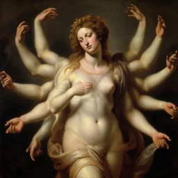 beautiful oil matte portrait painting, multiple arms legs and torsos intertwined, wonderful masterpiece highly detailed, beautiful cinematic light deep focus, elegant, digital painting, smooth, sharp focus, golden ratio, dramatic illumination, ultra realistic, 8 k, art by artemisia lomi gentileschi and caravaggio