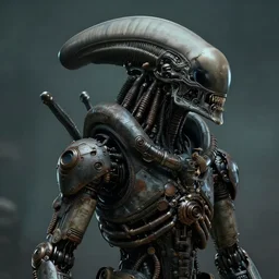 a rugged engineer xenomorph with cybernetic enhancements, scifi character portrait by greg rutkowski, esuthio, craig mullins, 1 / 4 headshot, cinematic lighting, dystopian scifi gear, gloomy, profile picture, mechanical, half robot, implants, steampunk