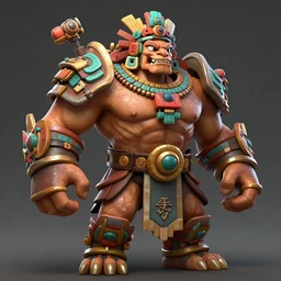Rayman legends boss, Giant badass mexica warrior, character design,  in the style of michael ancel, Ruan Jia and Mandy Jurgens and Greg Rutkowski, trending on Artstation, award winning, unreal engine, octane render W 1024