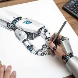 a robot drawing a hand