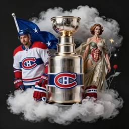 the montreal canadiens have won 2 4 stanley cups go habs go, transparent volumetric clouds, fashion photography, pop art, extremely detailed, artforum, juxtapoz art, wind blown fabric, nouveau realisme decollage, surreal object photography, haute couture, lowbrow pop surrealism, anatomical art aesthetic, hermeticism, alchemy, trismegistus