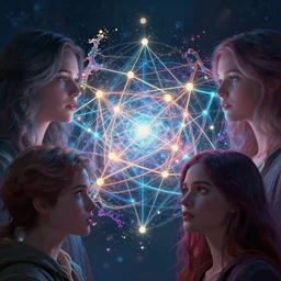 echoed dreams experiencing the quantum field, elevated consciousness, beautiful astrological neural network, matte painting comic book art, realistic, trending on artstation, sharp focus, depth of field, cinematic composition, physics splashes of colors