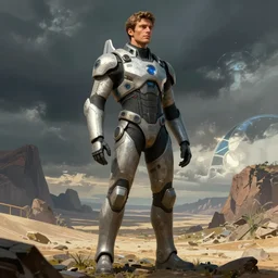 concept art, stylized, super exaggerated proportions, concept design, male, science fiction suit, by jean giraud